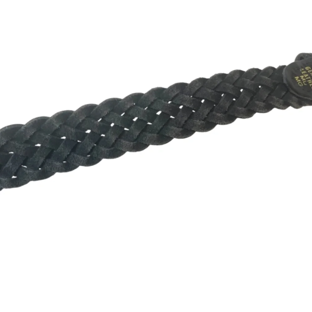 Black Leather Braided Belt - Picture 5 of 7